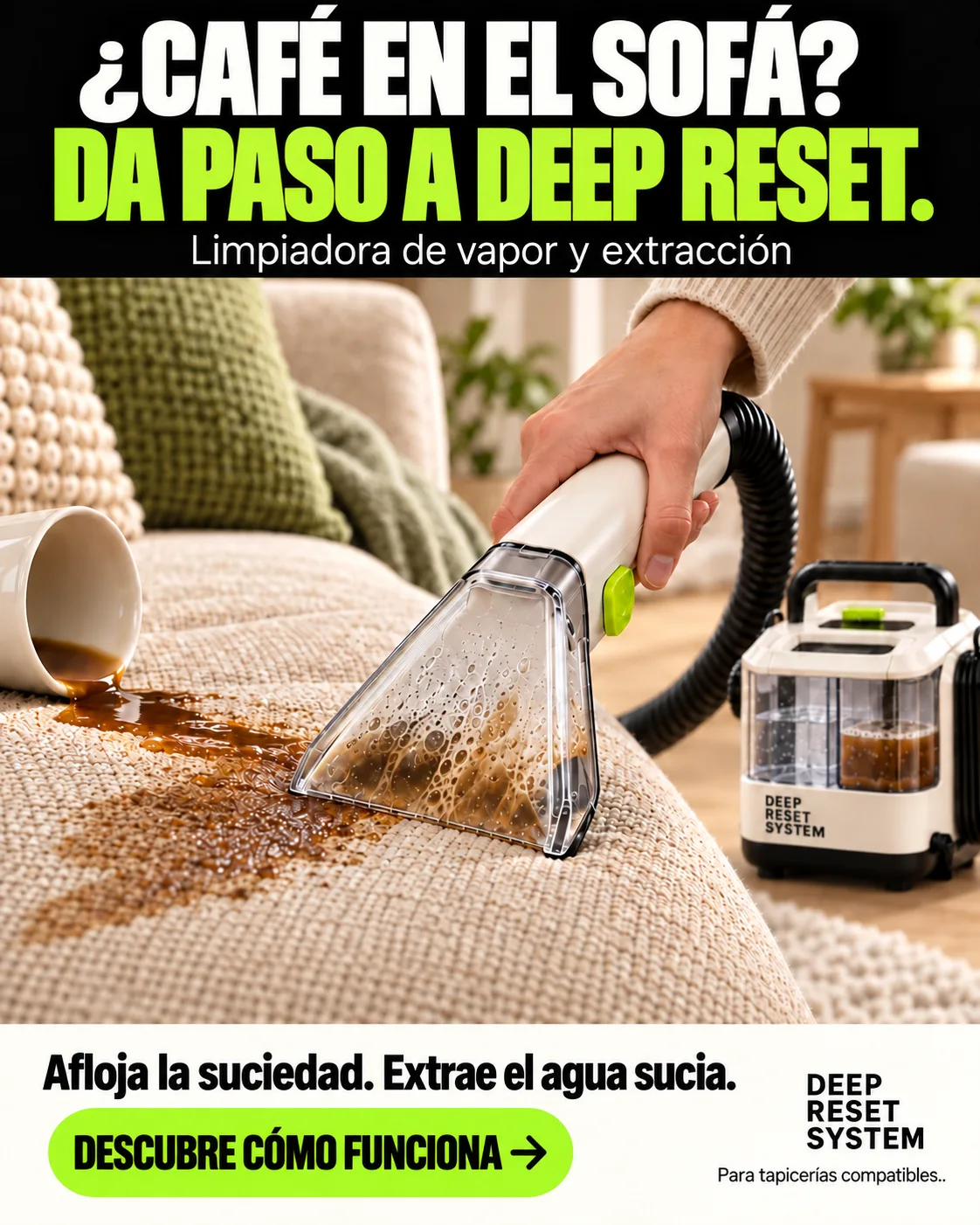 Sofás · limpieza con Deep Reset System