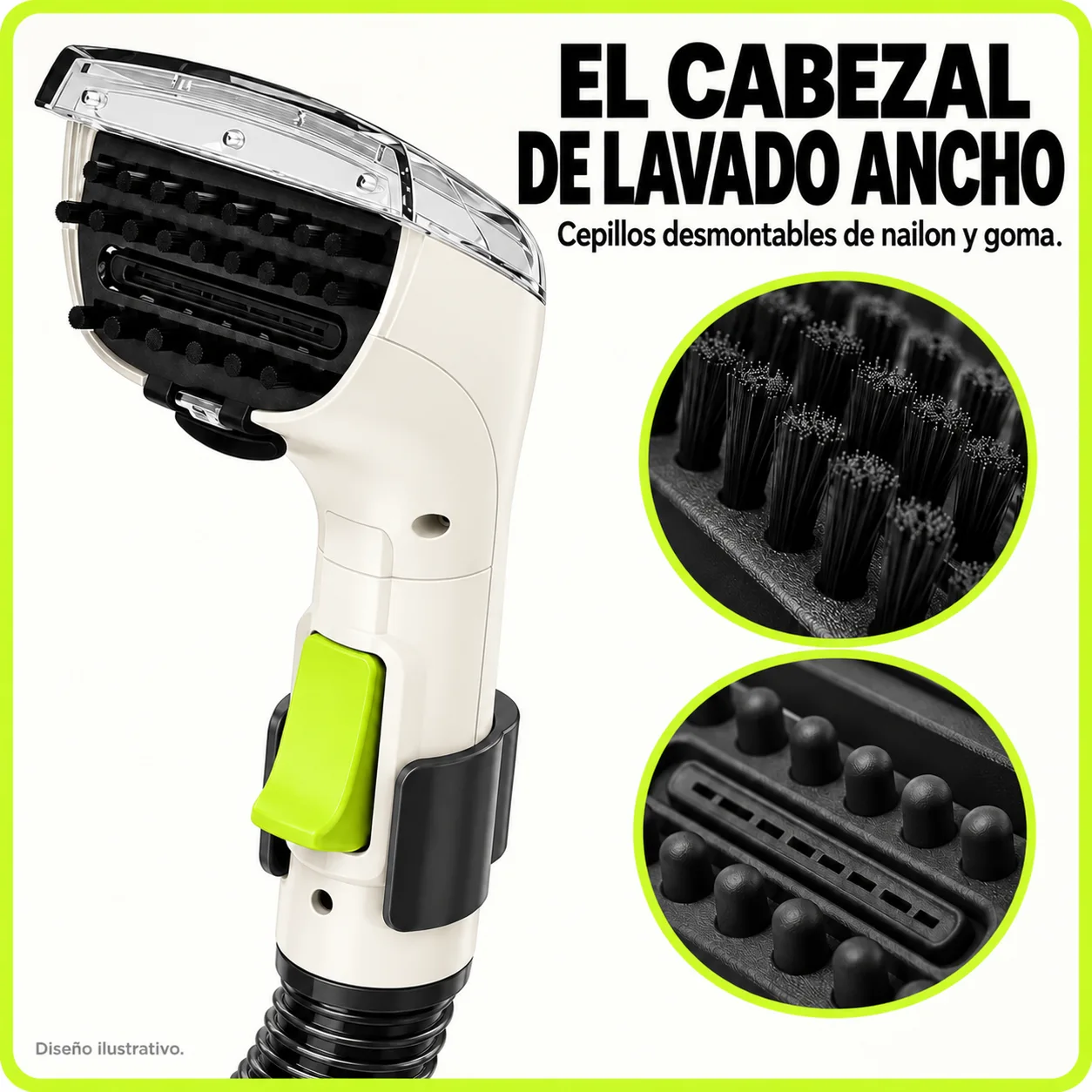 Cabezal de lavado ancho · vista del accesorio